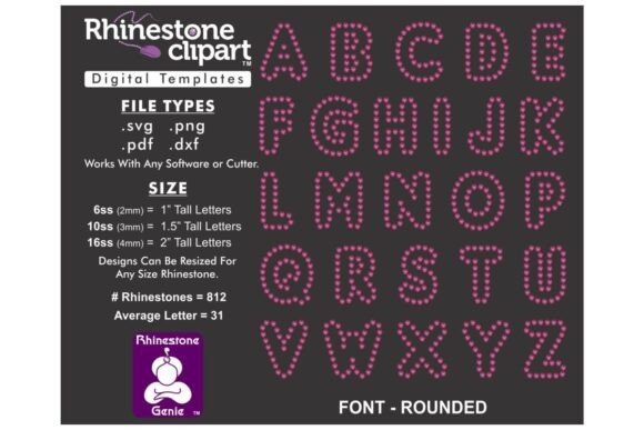 Download Rhinestone Design FONT - ROUNDED 1.5" - Design font Collection