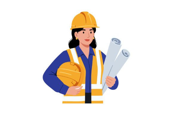 Download Female Civil Engineer Holding Blueprints - Premium Resources
