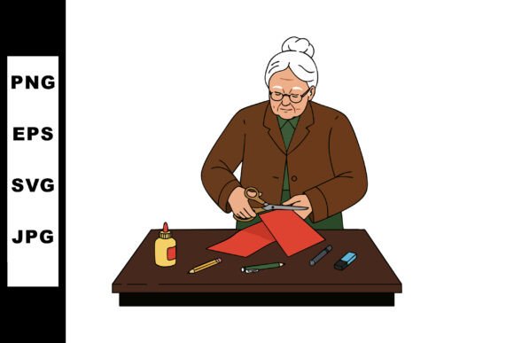 Download Elderly Woman Cutting Red Paper for Craf - Craf Collection