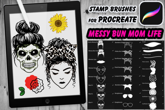 Download Messy Bun Momlife Brushes for Procreate - Mom Collection
