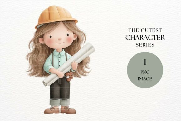 Download Girl Architect with Blueprints PNG - Premium Resources