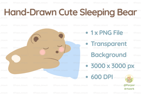 Download Cute Sleeping Bear PNG Flat Clipart Craf - Craf Collection