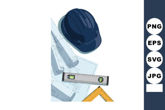 Download Construction Helmet with Blueprints Rule - Premium Resources