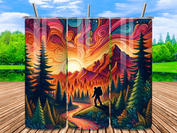 Download Sunset Adventure Hiking Tumbler Wrap Png - Hiking Collection