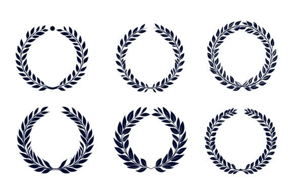 Download Set of Black Circular Foliate Laurels - Foliate Collection
